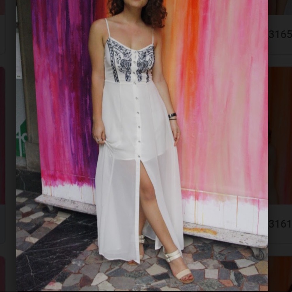 Urban Outfitters Willow Embroidered White Dress